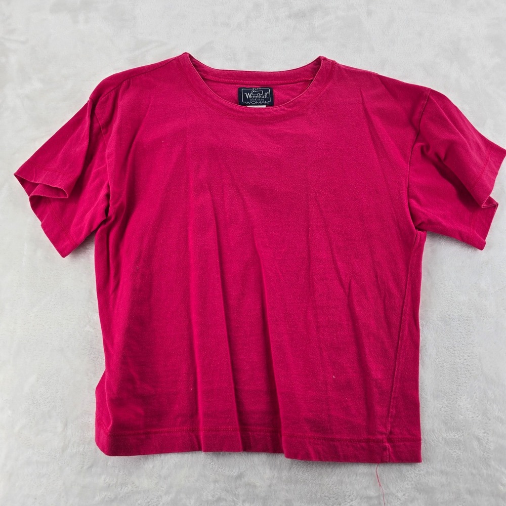 Woolrich T Shirt Womens Medium T-Shirt Magenta Pink Cotton Short Sleeve 8102